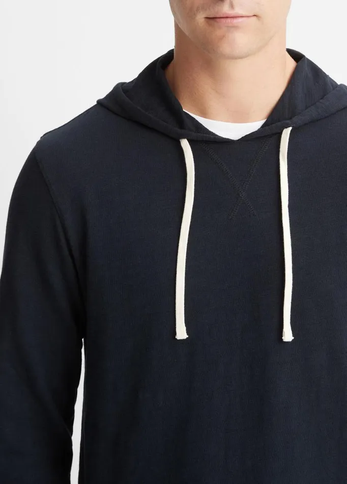 Men Sweatshirts and Hoodies Vince Textured Cotton Hoodie Coastal Blue