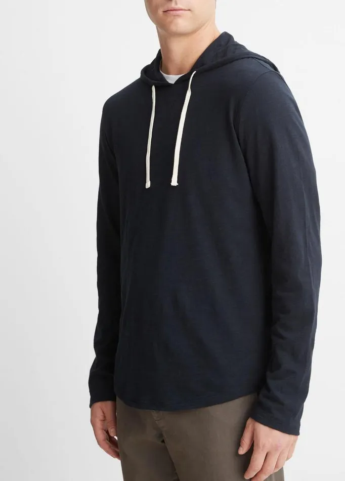 Men Sweatshirts and Hoodies Vince Textured Cotton Hoodie Coastal Blue