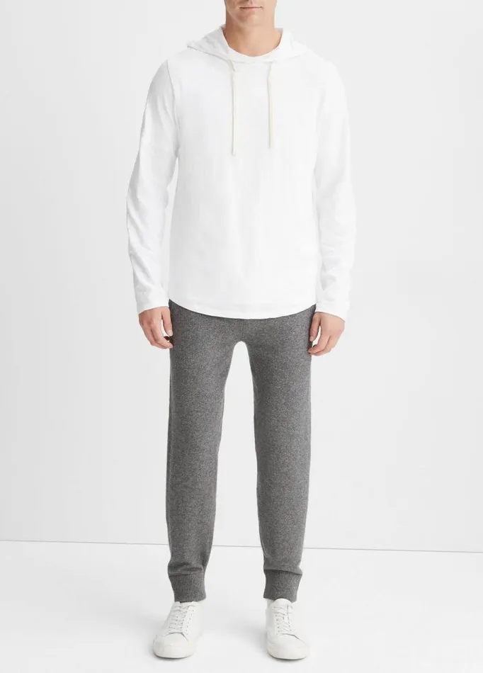 Men Sweatshirts and Hoodies Vince Textured Cotton Hoodie Optic White