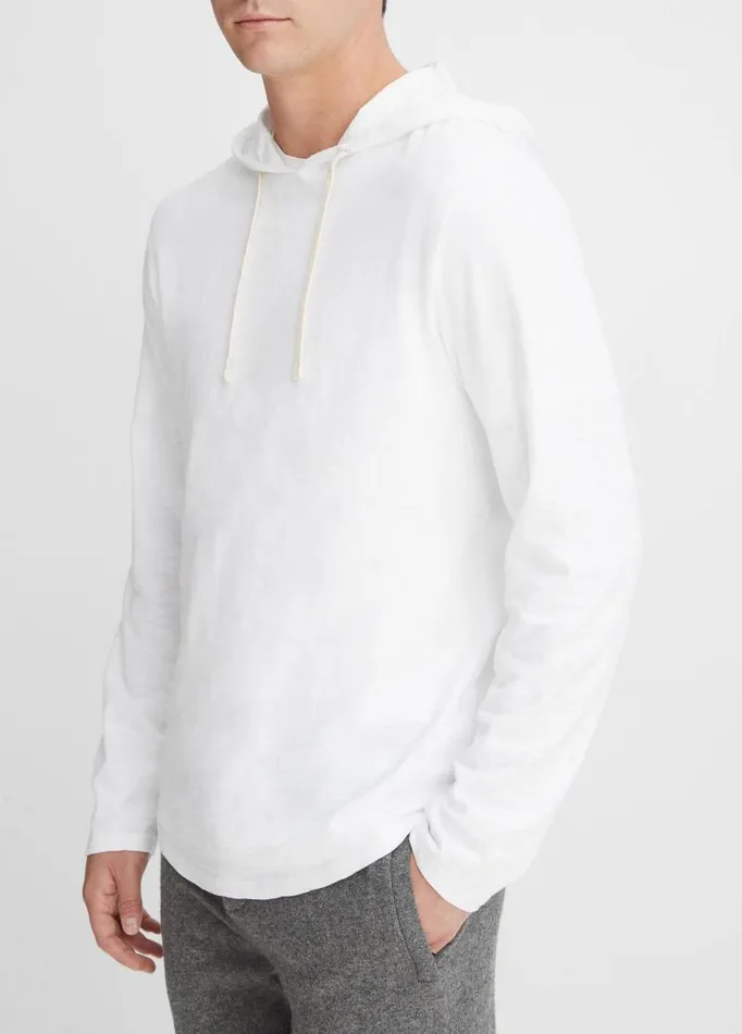 Men Sweatshirts and Hoodies Vince Textured Cotton Hoodie Optic White