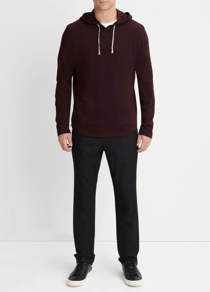 Men Sweatshirts and Hoodies Vince Textured Cotton Hoodie Pinot Vino