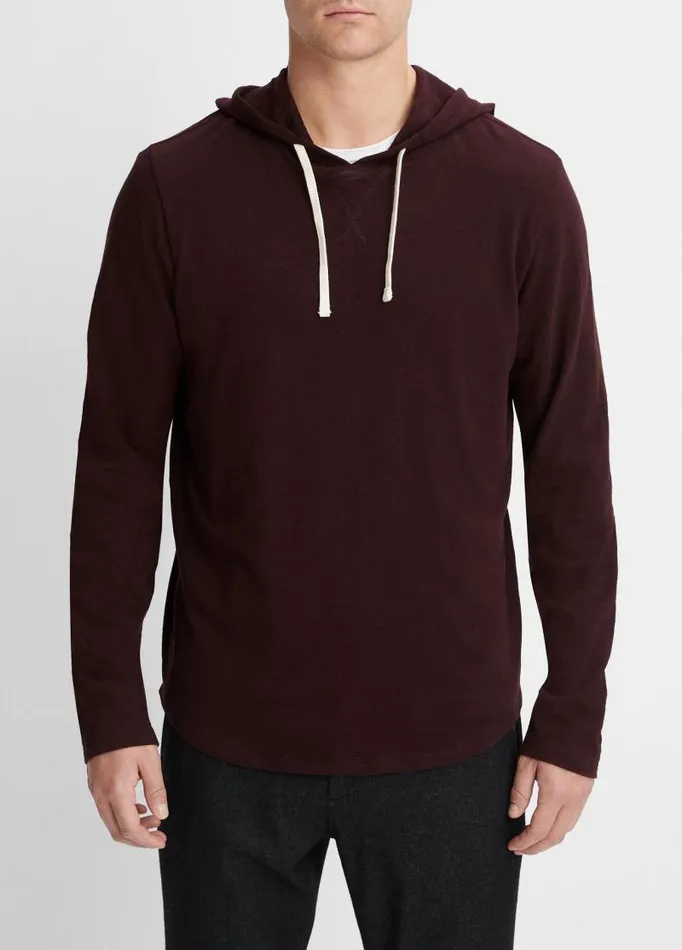 Men Sweatshirts and Hoodies Vince Textured Cotton Hoodie Pinot Vino