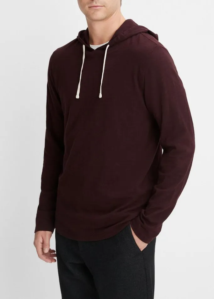 Men Sweatshirts and Hoodies Vince Textured Cotton Hoodie Pinot Vino