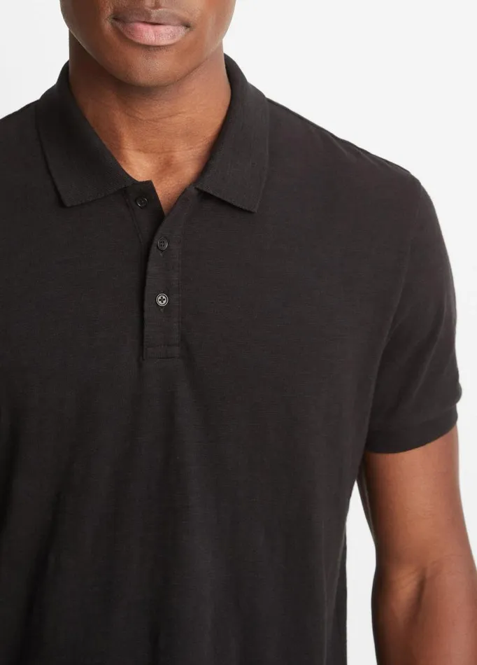 Men TShirts and Polos Vince Classic Slub Polo Shirt Black