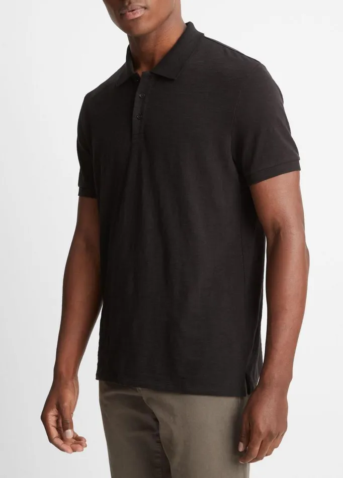 Men TShirts and Polos Vince Classic Slub Polo Shirt Black