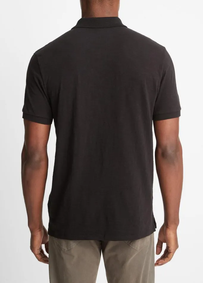 Men TShirts and Polos Vince Classic Slub Polo Shirt Black
