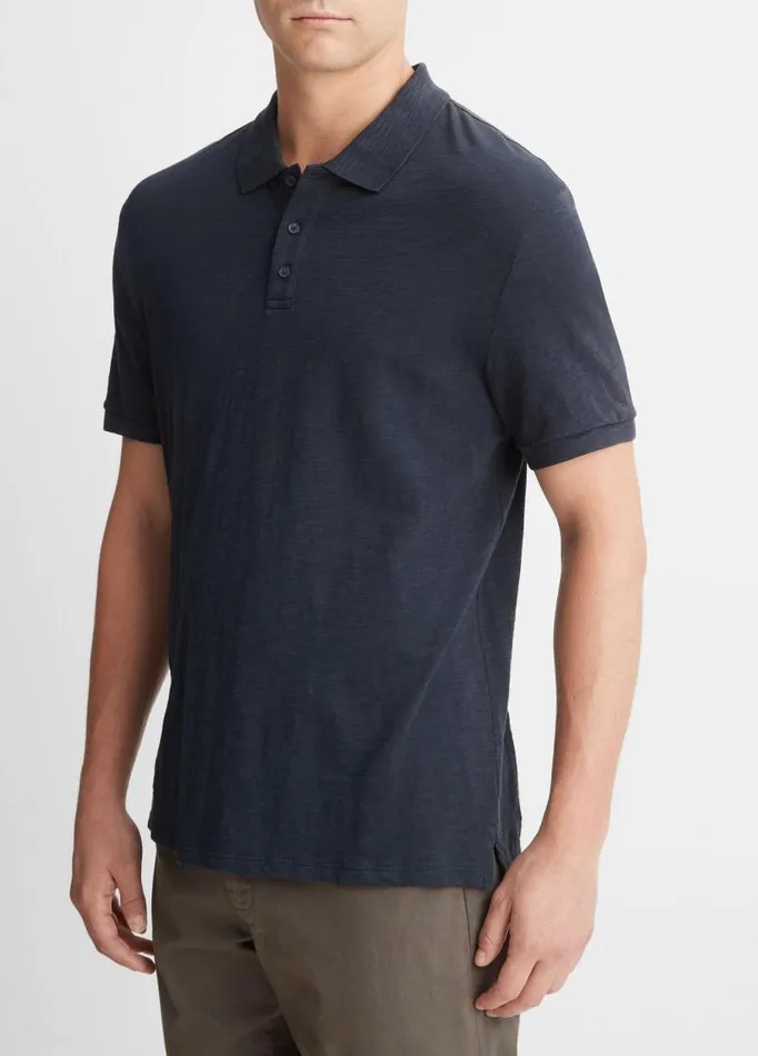 Men TShirts and Polos Vince Classic Slub Polo Shirt Coastal Blue