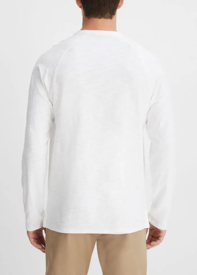 Men TShirts and Polos Vince Cotton Long Sleeve Pocket Crew TShirt Optic White