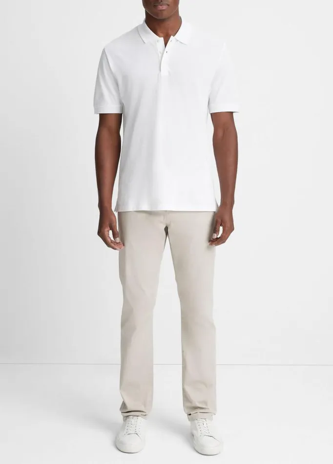 Men TShirts and Polos Vince Cotton Piqu ShortSleeve Polo Shirt Optic White
