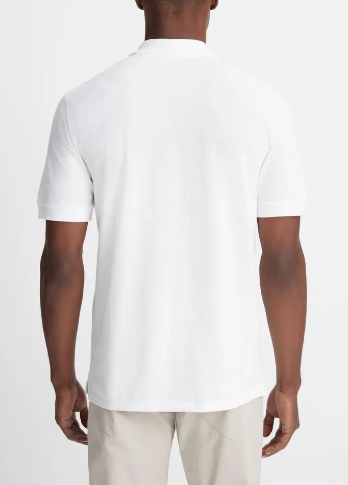 Men TShirts and Polos Vince Cotton Piqu ShortSleeve Polo Shirt Optic White