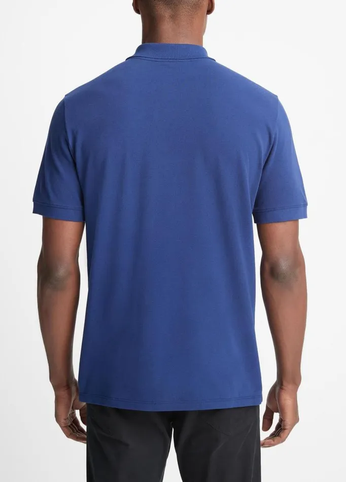 Men TShirts and Polos Vince Cotton Piqu ShortSleeve Polo Shirt Royal Blue