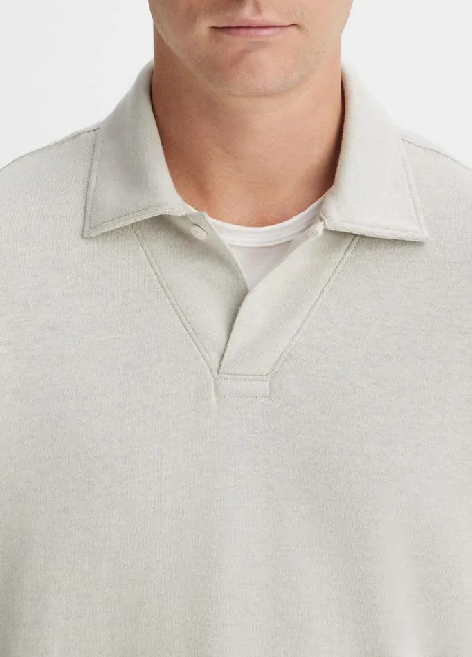 Men TShirts and Polos Vince DoubleFace LongSleeve Polo Shirt Stone Beachheather Dune Grey