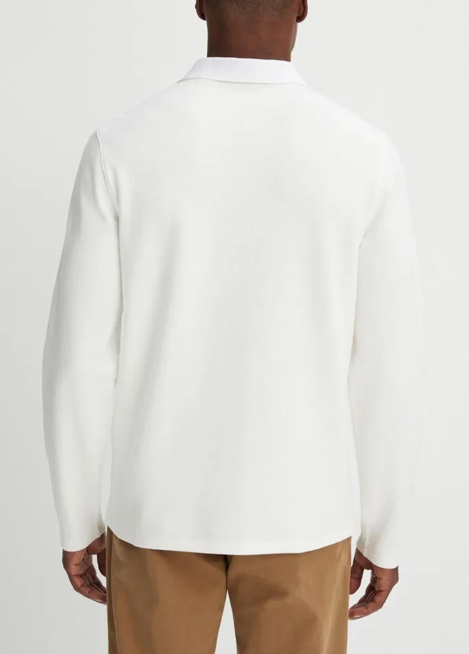 Men TShirts and Polos Vince DoubleKnit Piqu LongSleeve Polo Shirt Off White