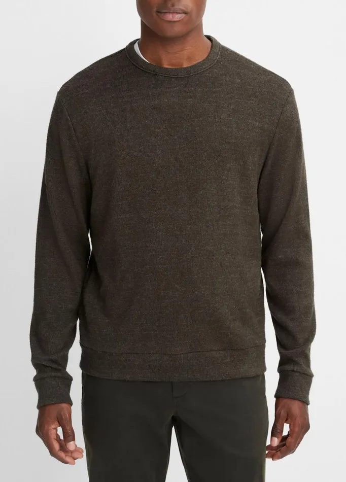 Men TShirts and Polos Vince Drapey LongSleeve Crew Neck Pullover Heather Moss Green