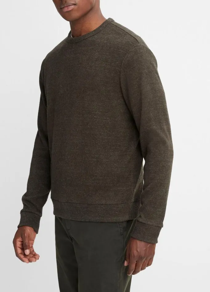 Men TShirts and Polos Vince Drapey LongSleeve Crew Neck Pullover Heather Moss Green