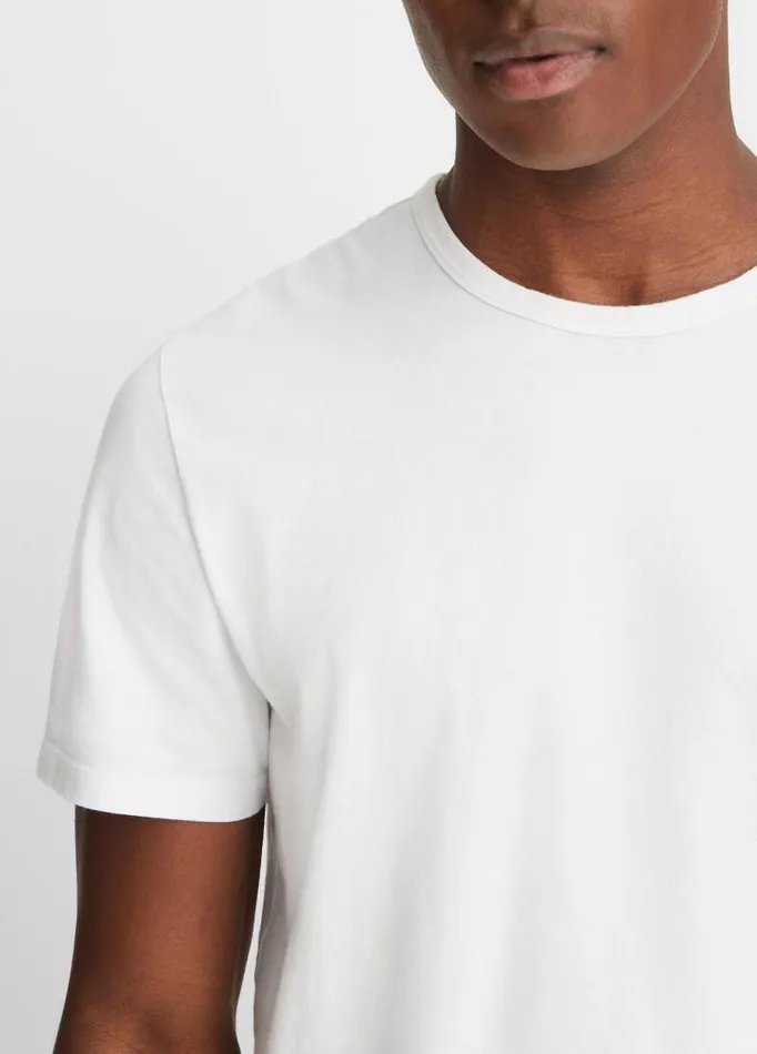 Men TShirts and Polos Vince Garment Dye ShortSleeve Crew Neck TShirt Optic White