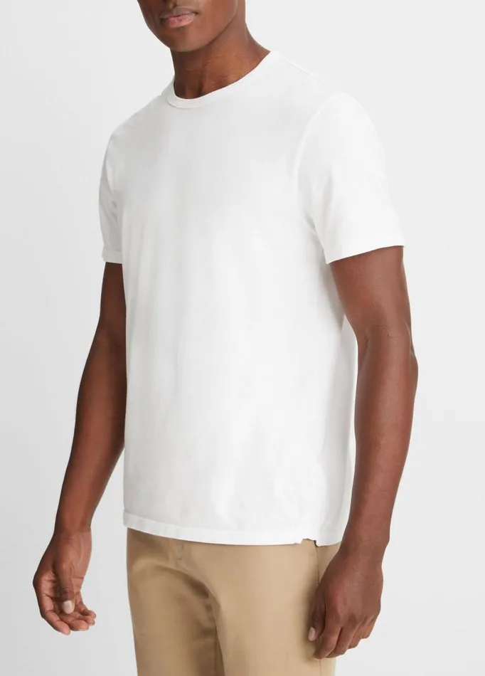 Men TShirts and Polos Vince Garment Dye ShortSleeve Crew Neck TShirt Optic White
