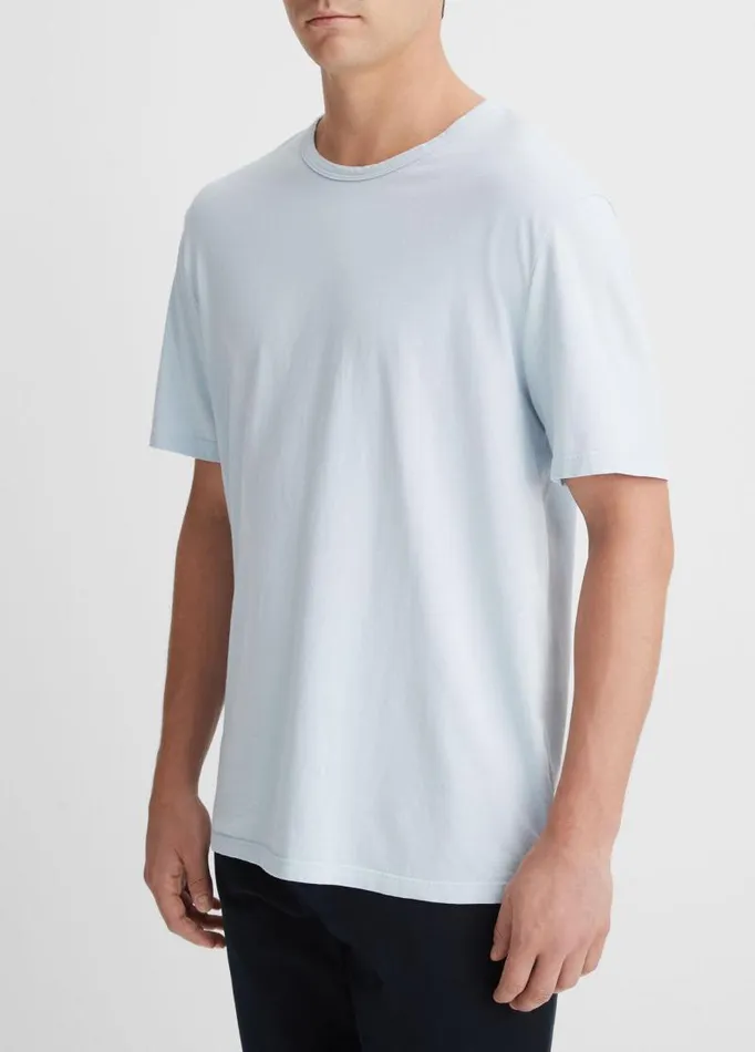 Men TShirts and Polos Vince Garment Dye ShortSleeve Crew Neck TShirt Shirting Blue