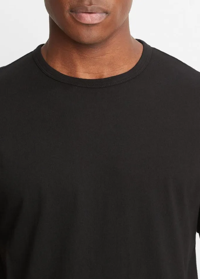 Men TShirts and Polos Vince Garment Dye ShortSleeve Crew Neck TShirt True Black