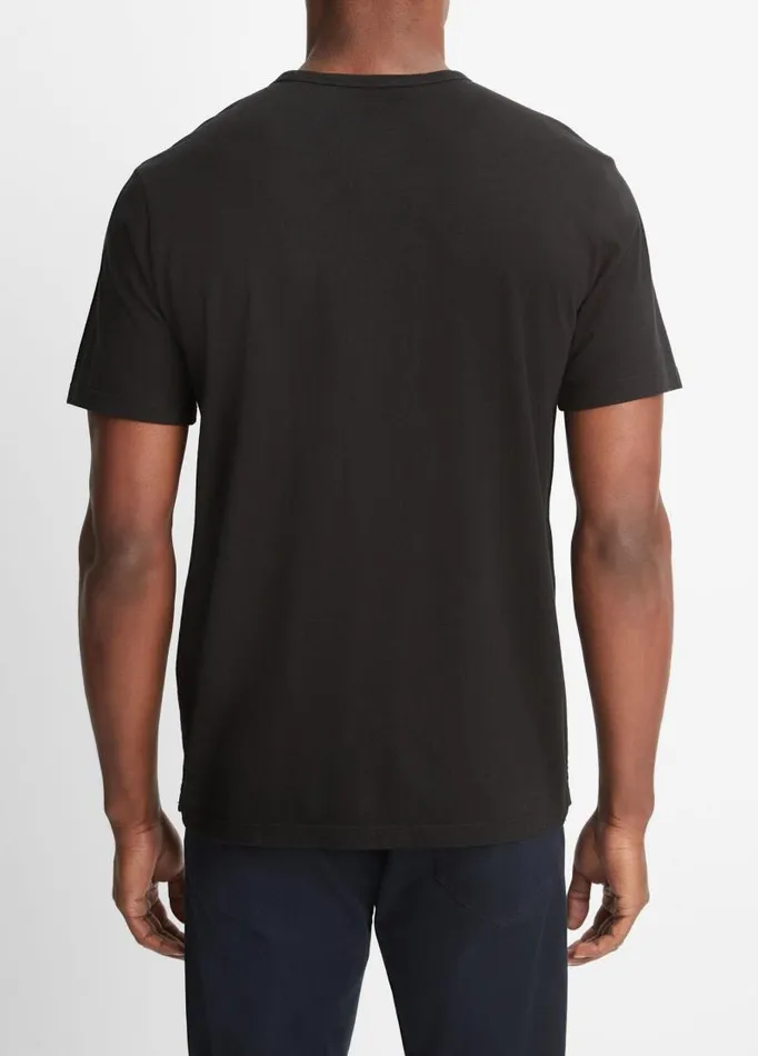 Men TShirts and Polos Vince Garment Dye ShortSleeve Crew Neck TShirt True Black