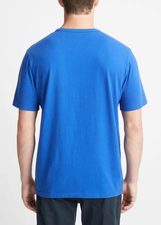 Men TShirts and Polos Vince Garment Dye ShortSleeve Crew Neck TShirt Washed Cobalt