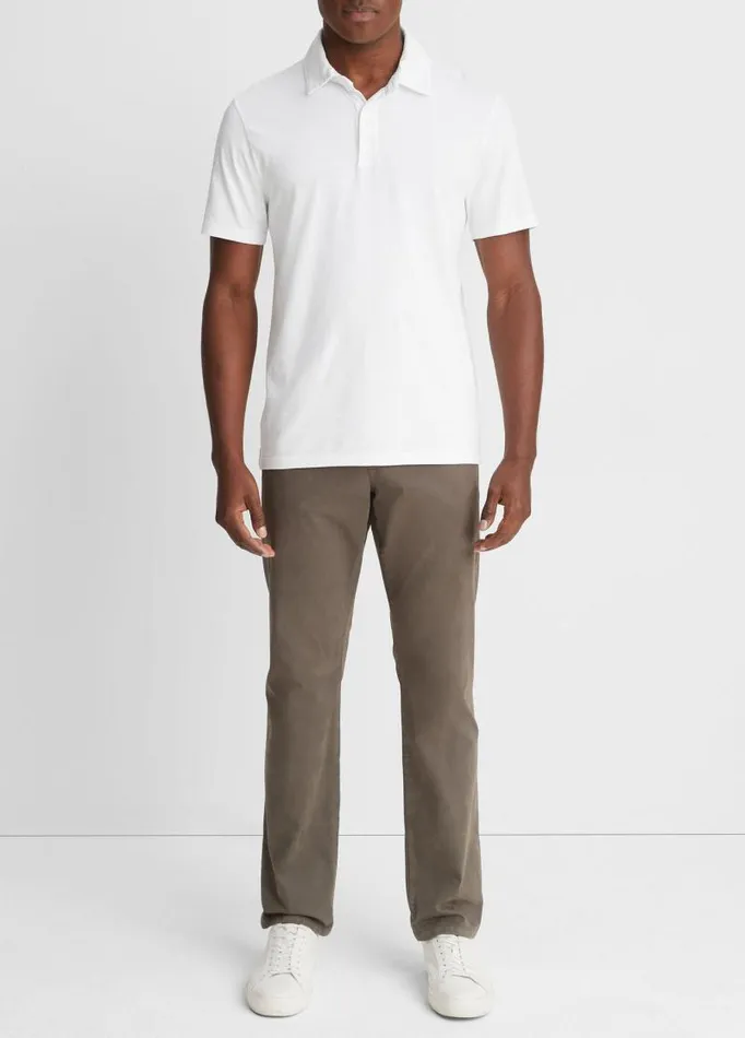 Men TShirts and Polos Vince Garment Dye ShortSleeve Polo Shirt Optic White