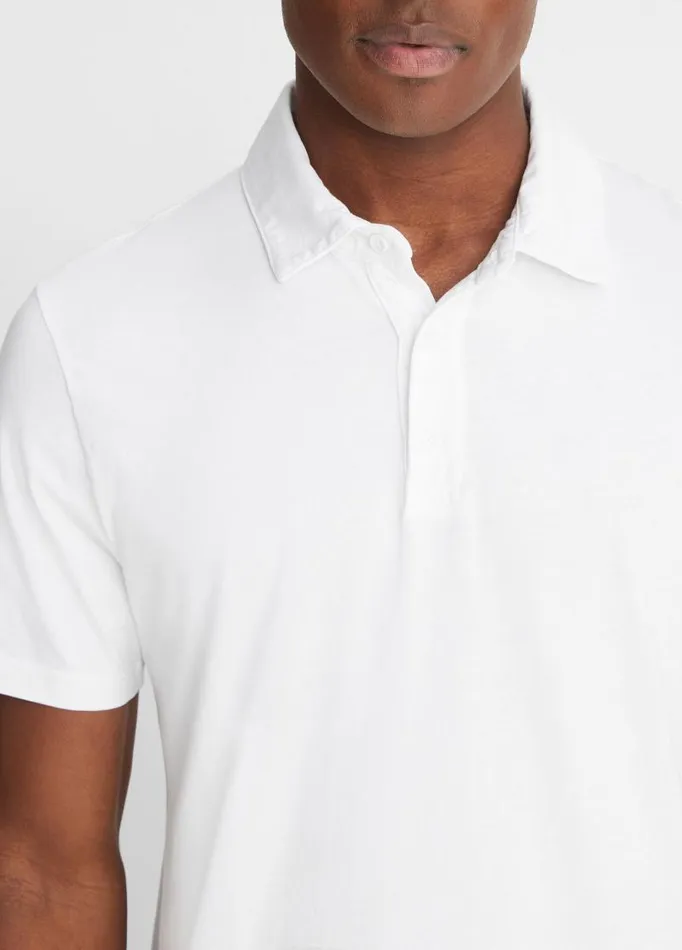 Men TShirts and Polos Vince Garment Dye ShortSleeve Polo Shirt Optic White