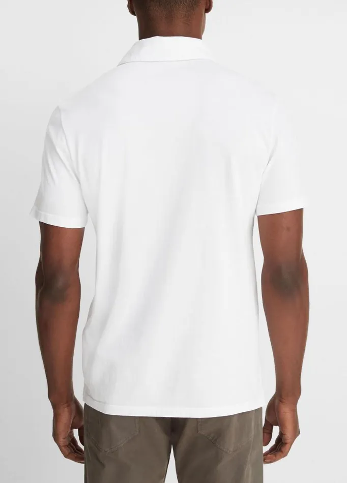 Men TShirts and Polos Vince Garment Dye ShortSleeve Polo Shirt Optic White