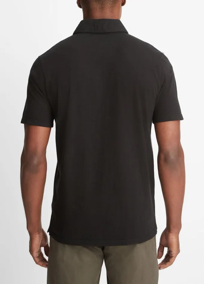 Men TShirts and Polos Vince Garment Dye ShortSleeve Polo Shirt True Black