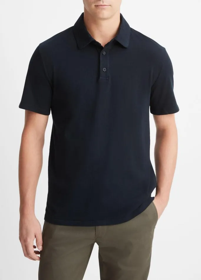 Men TShirts and Polos Vince Garment Dye ShortSleeve Polo Shirt Washed Coastal