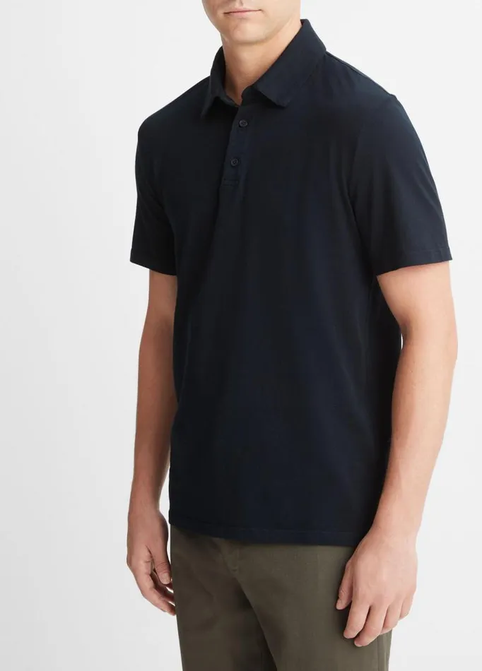 Men TShirts and Polos Vince Garment Dye ShortSleeve Polo Shirt Washed Coastal