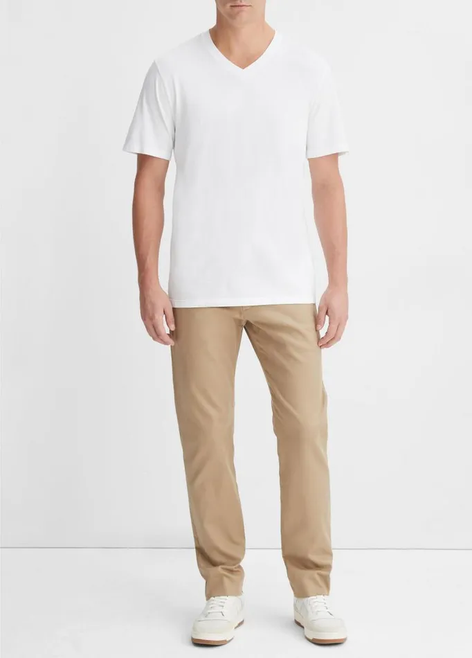 Men TShirts and Polos Vince Garment Dye Short Sleeve VNeck TShirt Optic White Men TShirts and Polos Vince Garment Dye Short Sleeve VNeck TShirt Optic White