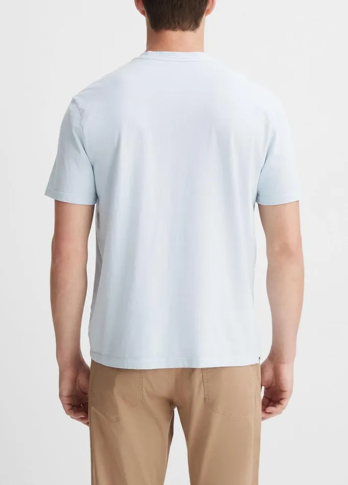 Men TShirts and Polos Vince Garment Dye Short Sleeve VNeck TShirt Shirting Blue