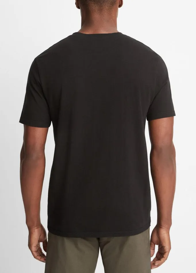 Men TShirts and Polos Vince Garment Dye Short Sleeve VNeck TShirt True Black