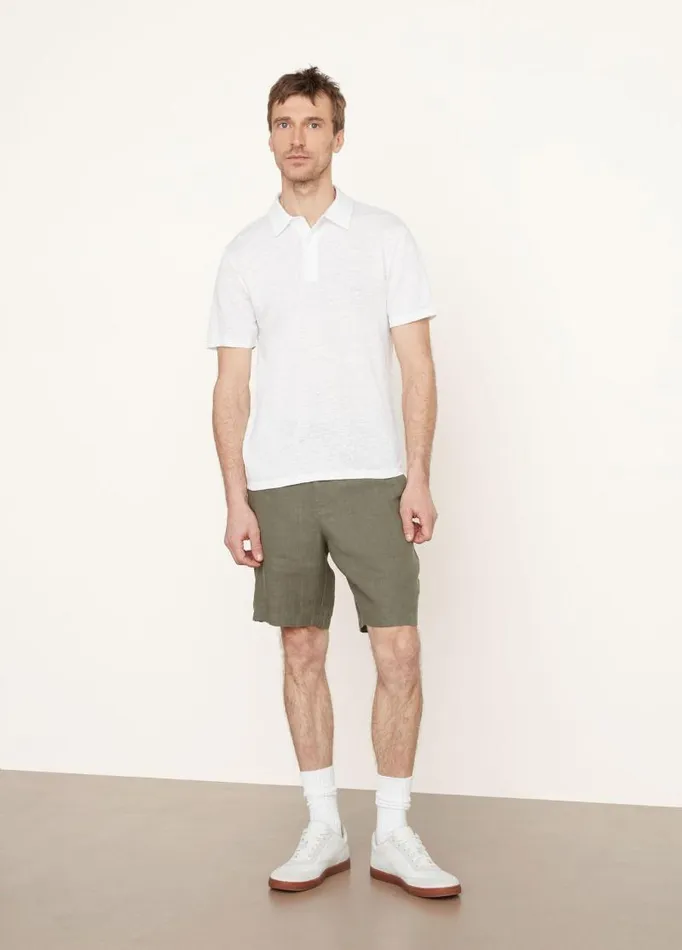 Men TShirts and Polos Vince Linen Polo Shirt Optic White