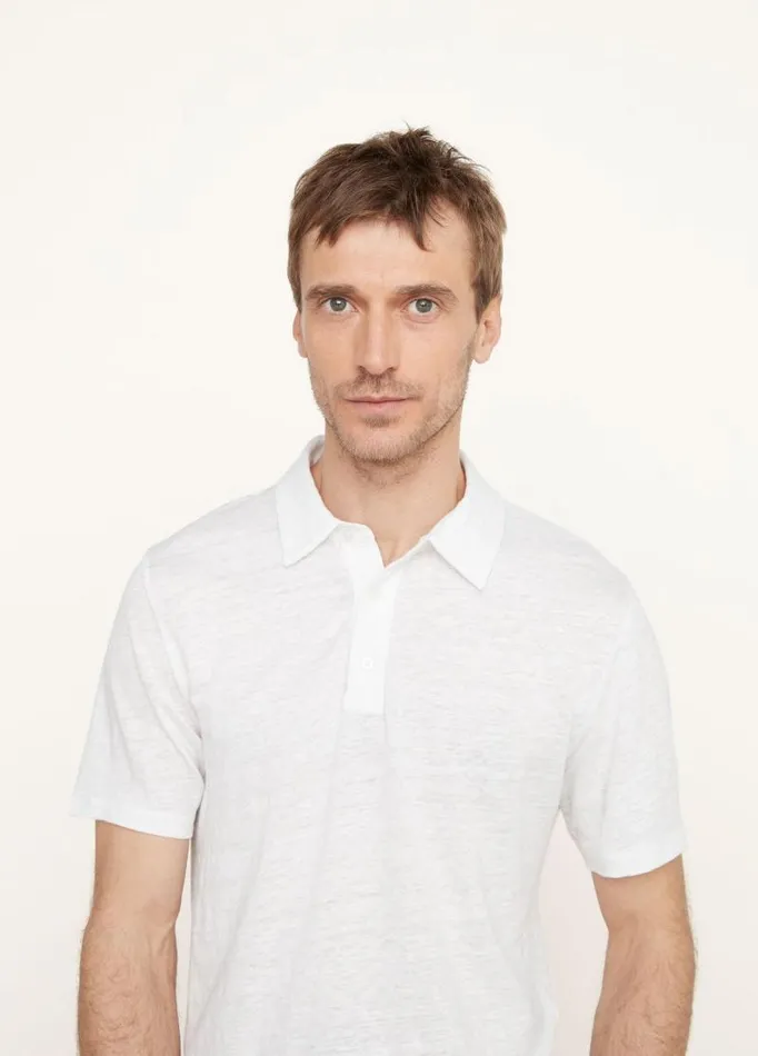 Men TShirts and Polos Vince Linen Polo Shirt Optic White