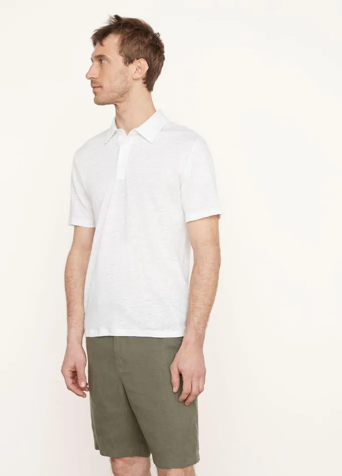 Men TShirts and Polos Vince Linen Polo Shirt Optic White