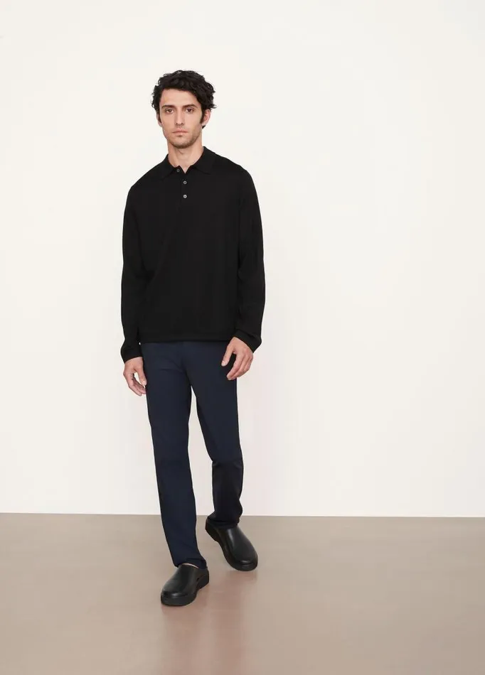 Men TShirts and Polos Vince Merino Long Sleeve Polo Black
