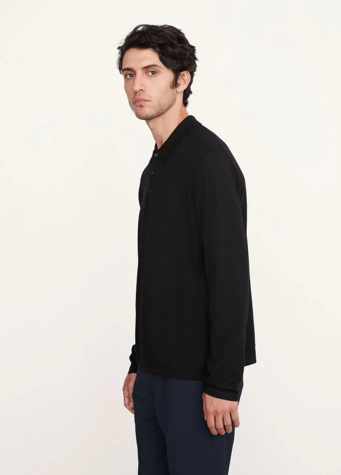 Men TShirts and Polos Vince Merino Long Sleeve Polo Black