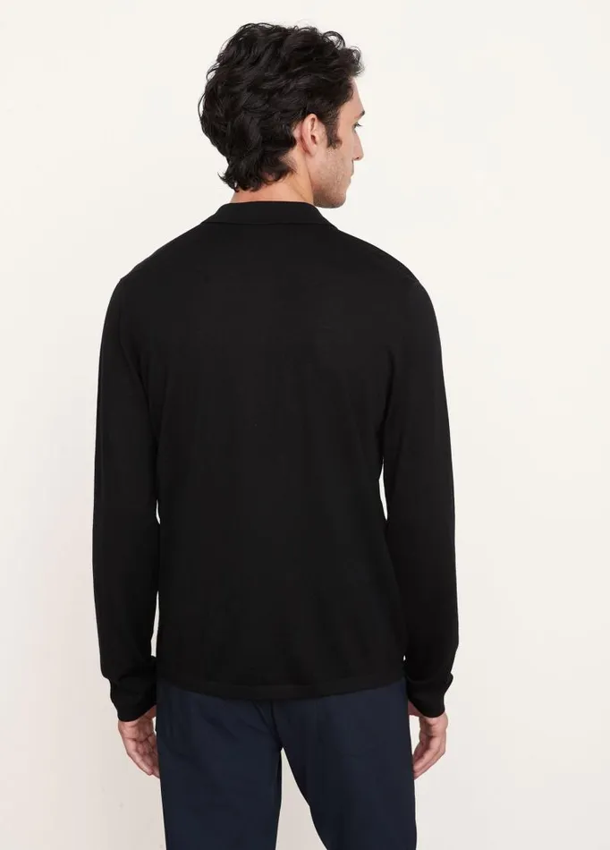 Men TShirts and Polos Vince Merino Long Sleeve Polo Black