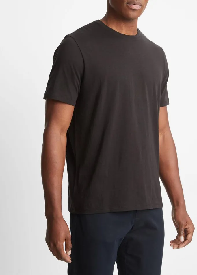 Men TShirts and Polos Vince Pima Cotton Crew Neck TShirt Black