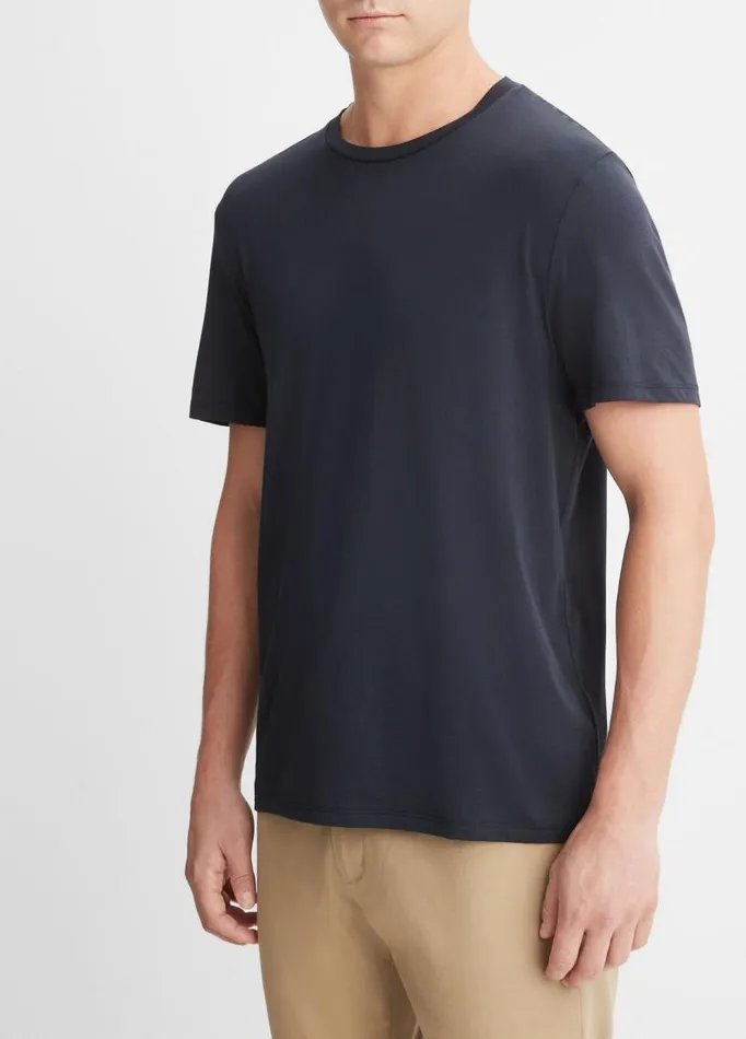 Men TShirts and Polos Vince Pima Cotton Crew Neck TShirt Coastal Blue