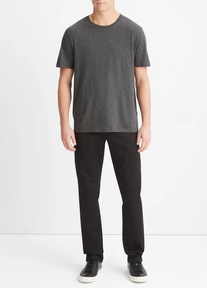 Men TShirts and Polos Vince Pima Cotton Crew Neck TShirt Heather Carbon