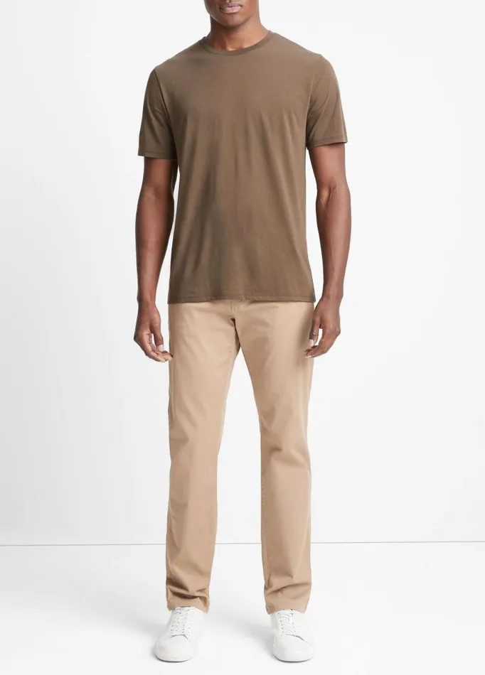 Men TShirts and Polos Vince Pima Cotton Crew Neck TShirt Olive Cove