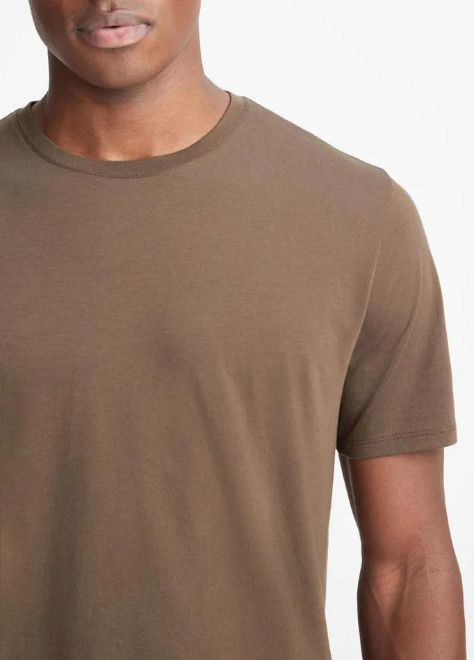 Men TShirts and Polos Vince Pima Cotton Crew Neck TShirt Olive Cove