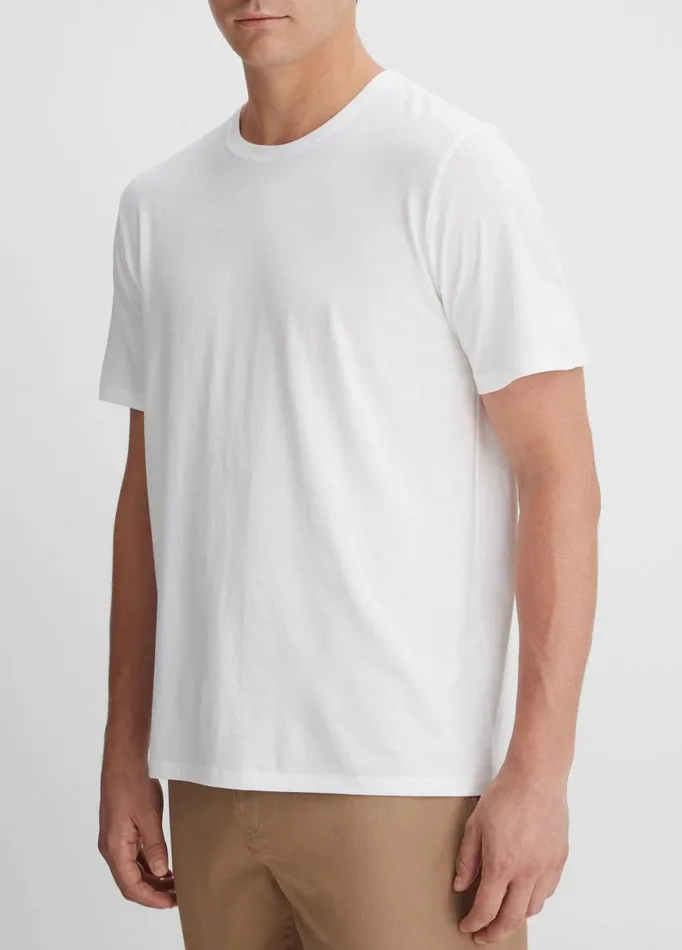 Men TShirts and Polos Vince Pima Cotton Crew Neck TShirt Optic White