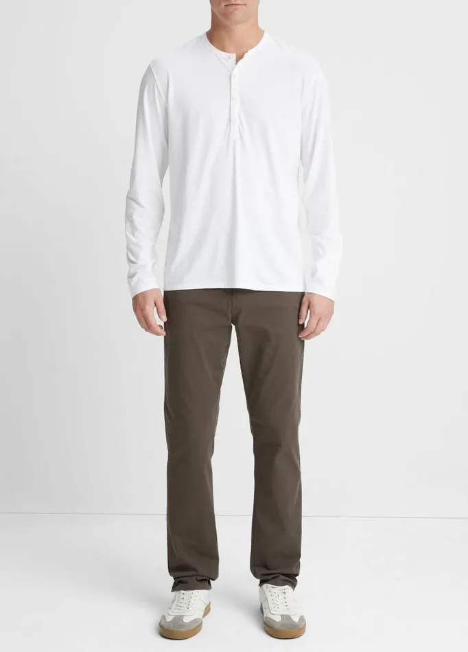 Men TShirts and Polos Vince Pima Cotton LongSleeve Henley Optic White
