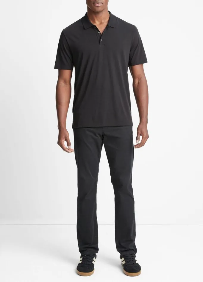 Men TShirts and Polos Vince Pima Cotton ShortSleeve Polo Shirt Black