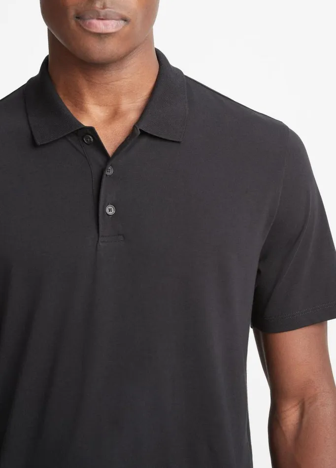 Men TShirts and Polos Vince Pima Cotton ShortSleeve Polo Shirt Black