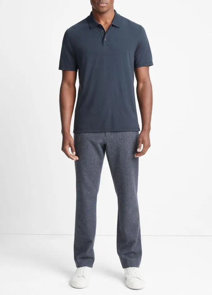 Men TShirts and Polos Vince Pima Cotton ShortSleeve Polo Shirt Coastal Blue